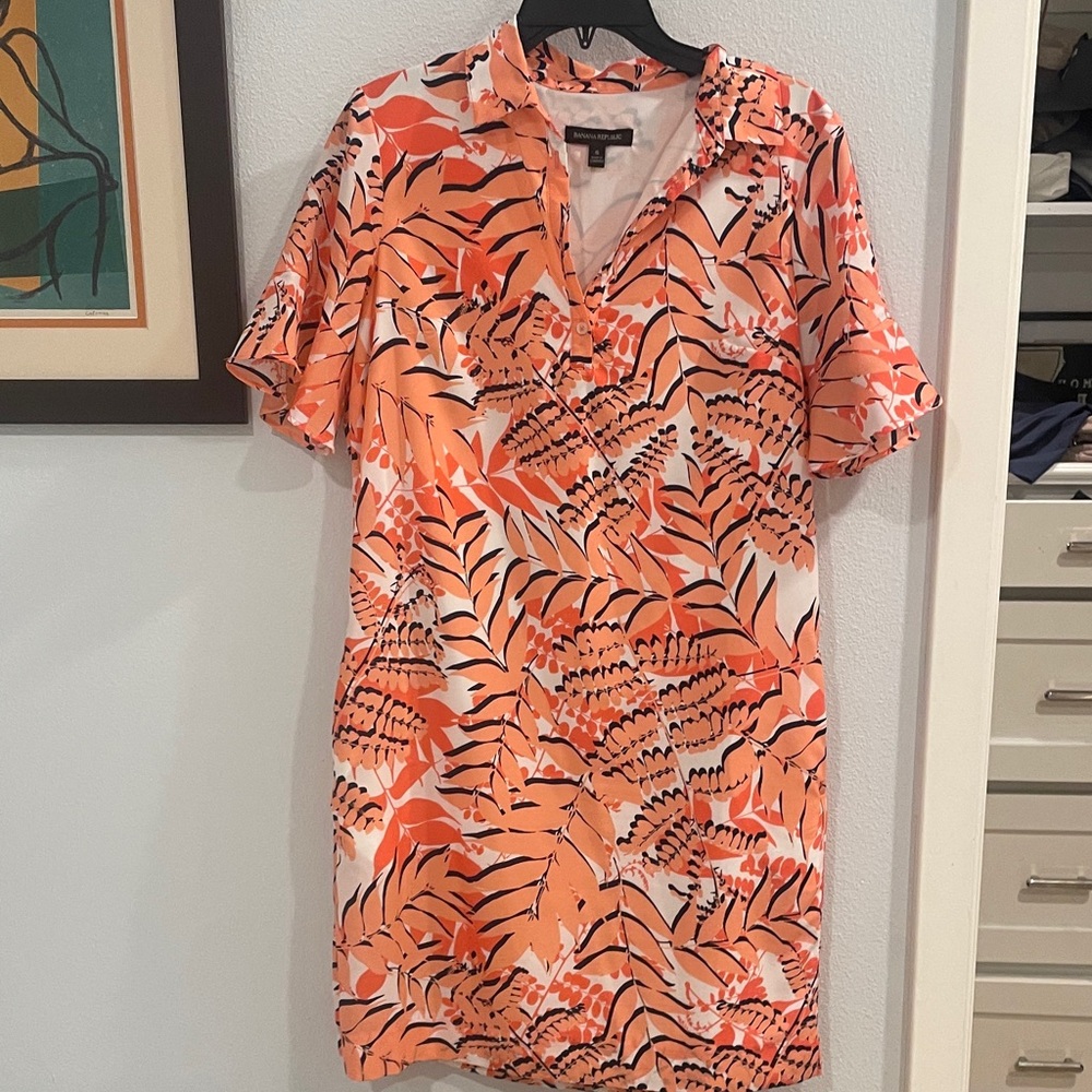 Orange/Pink and Navy Patterned Dress
